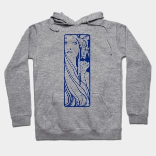 Alphonse Mucha "the muse of art" (blue) Hoodie